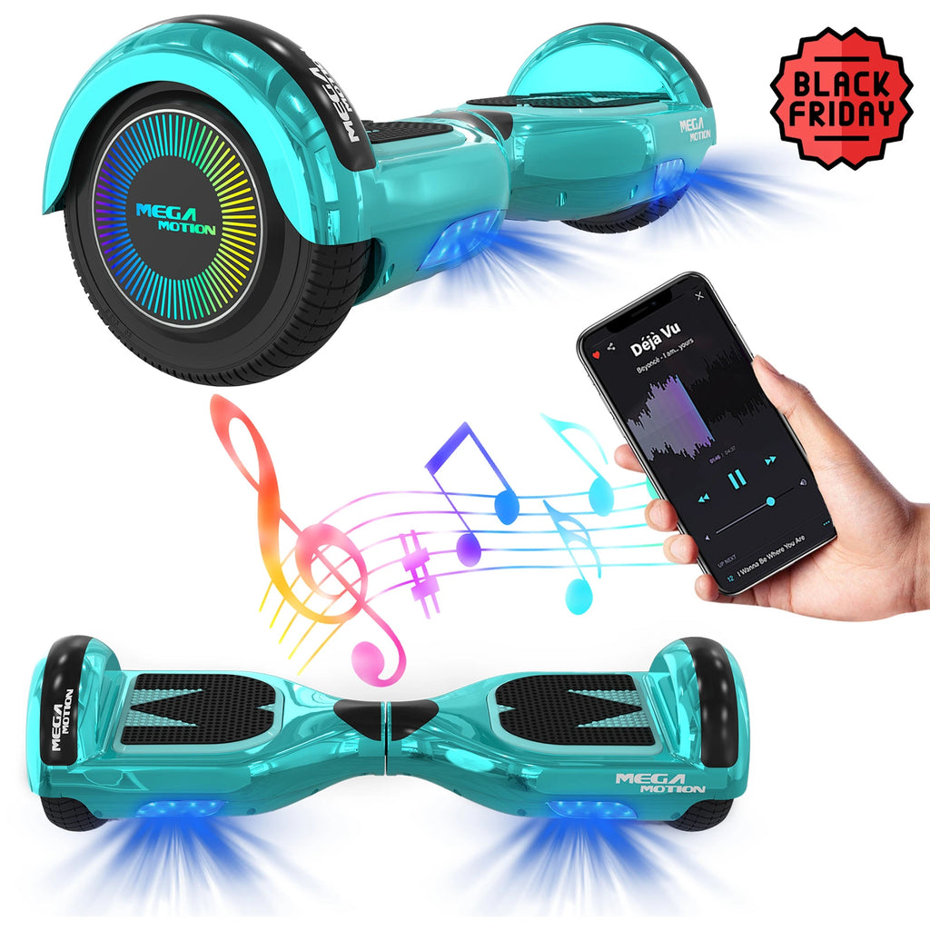 MEGA MOTION A03 Kids Hoverboard for Ages 8+ with LED Lights & Bluetooth Speaker
