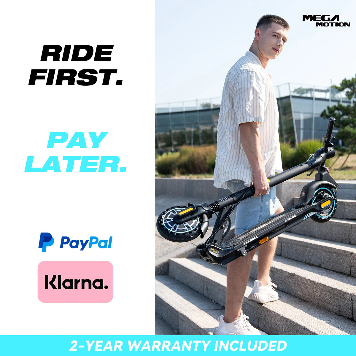 Flexible payment options for ME5 via Klarna and PayPal with a full 2-year manufacturer warranty in the EU.