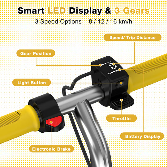 MEGA MOTION ME1 kids escooter Smart LED: and 3 apeed Gears