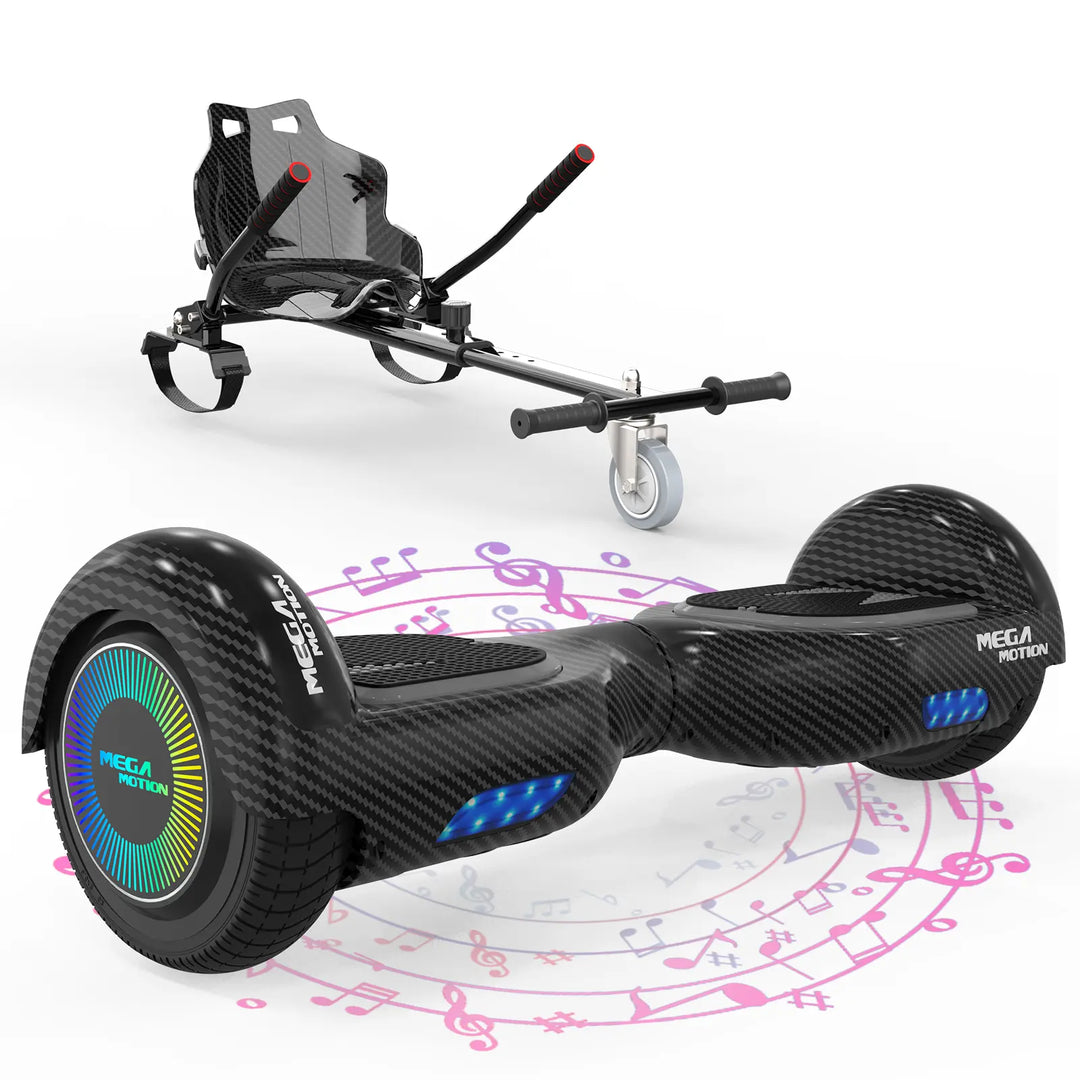 MEGA MOTION A03 Black Hoverboard with Black Go-Kart Image
