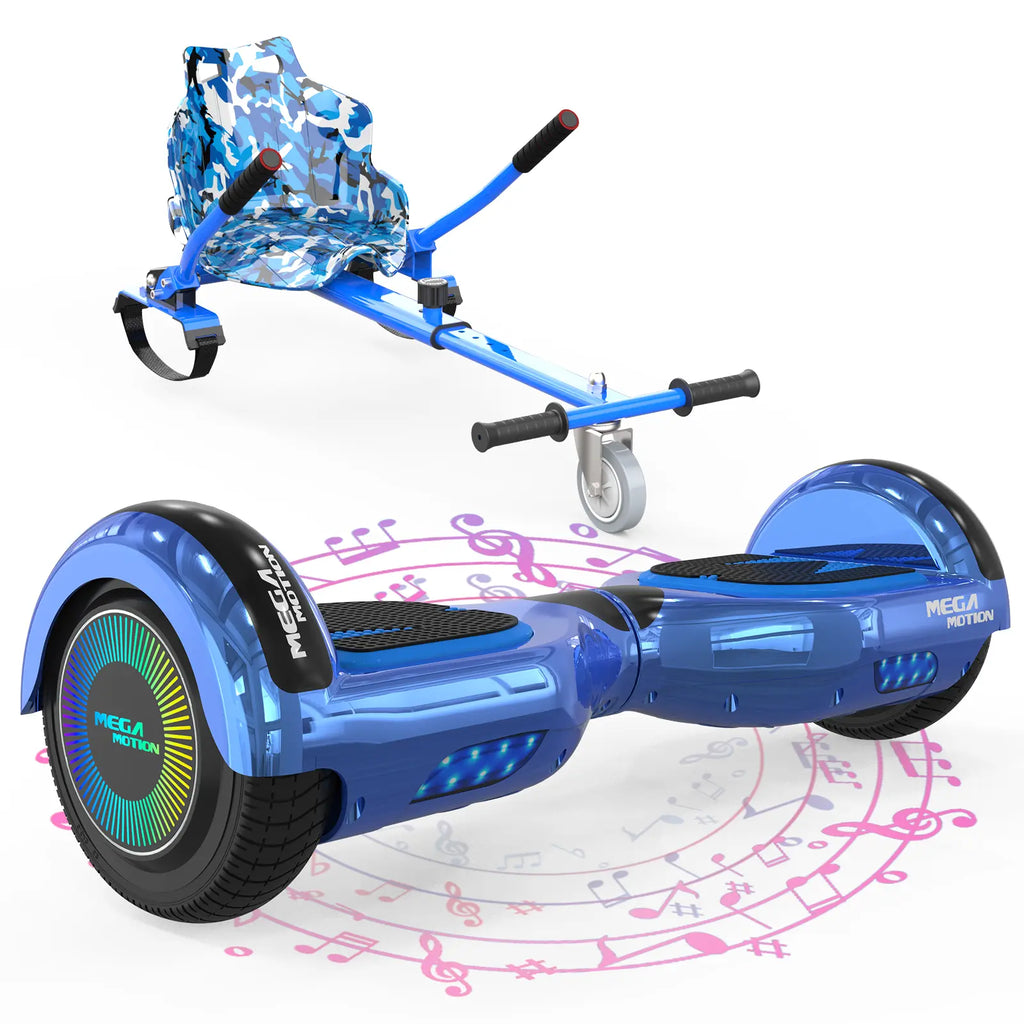 MEGA MOTION A03 Blue Hoverboard with Blue Go-Kart Image