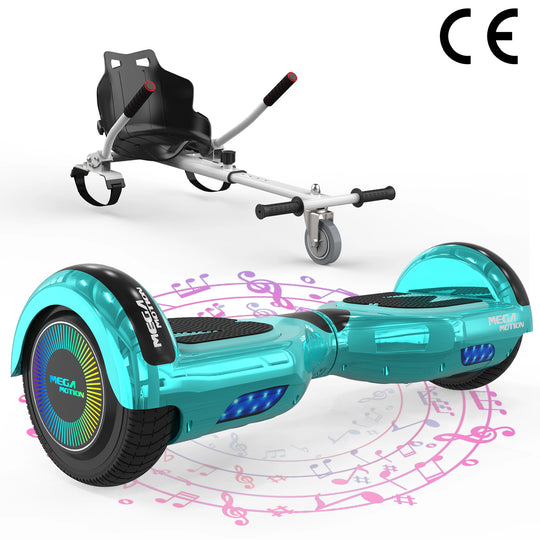 MEGA MOTION A03 Green Hoverboard with Black Go-Kart Image