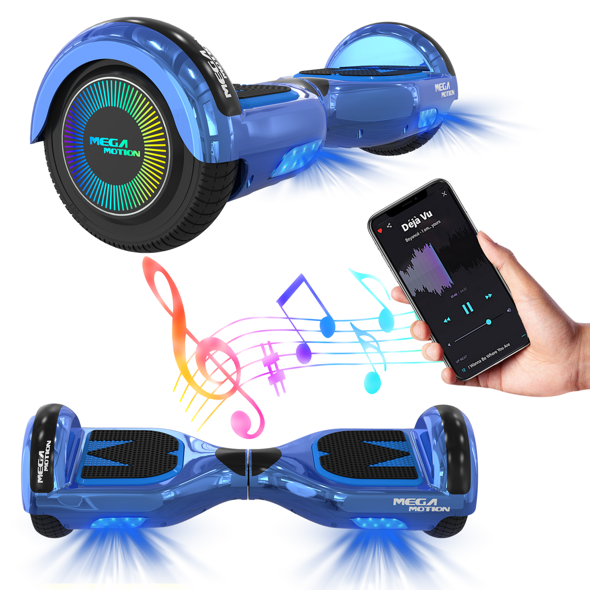 MEGA MOTION A03 Hoverboard for Kids, Blue Hoverboard Image