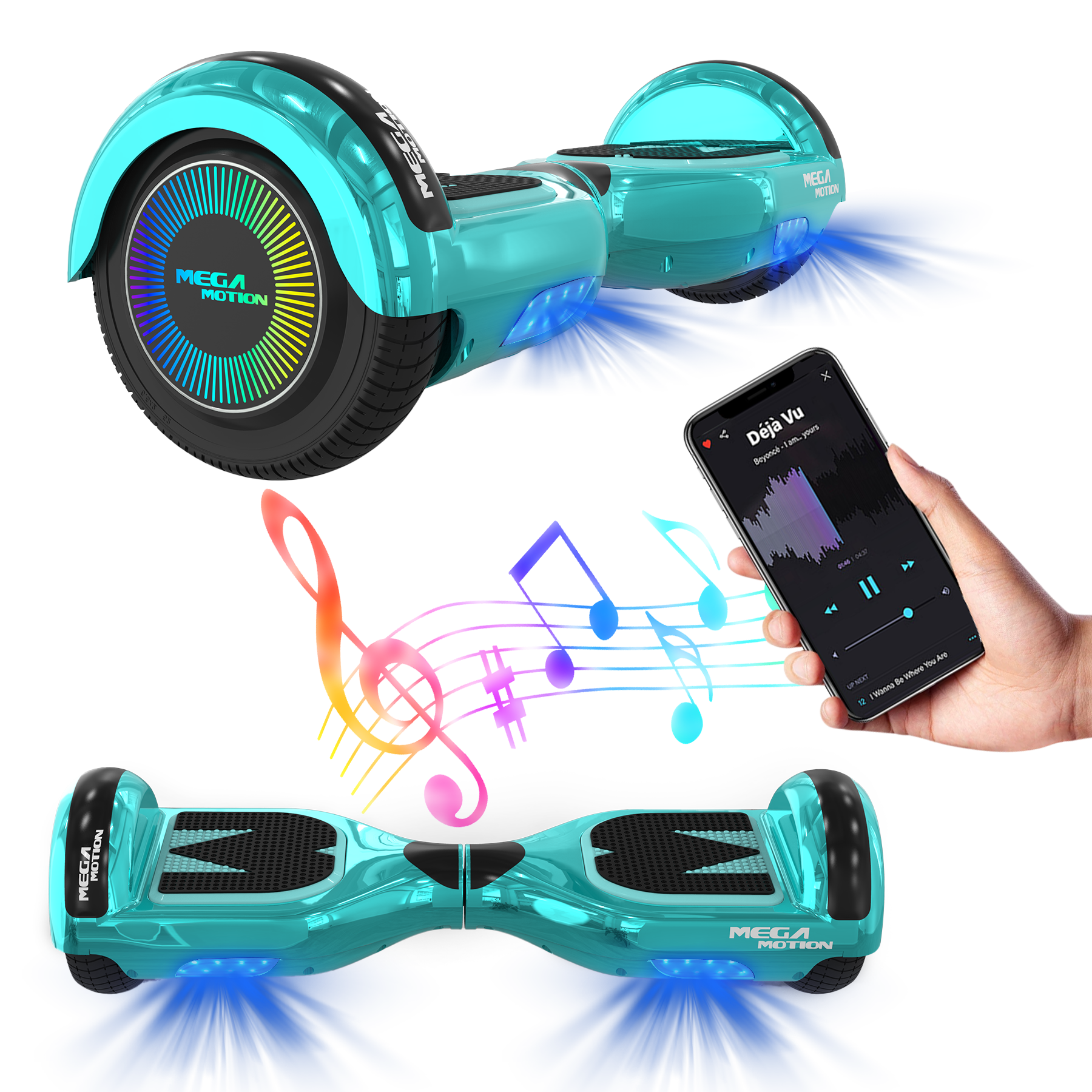 MEGA MOTION A03 Hoverboard for Kids, Green Hoverboard Image