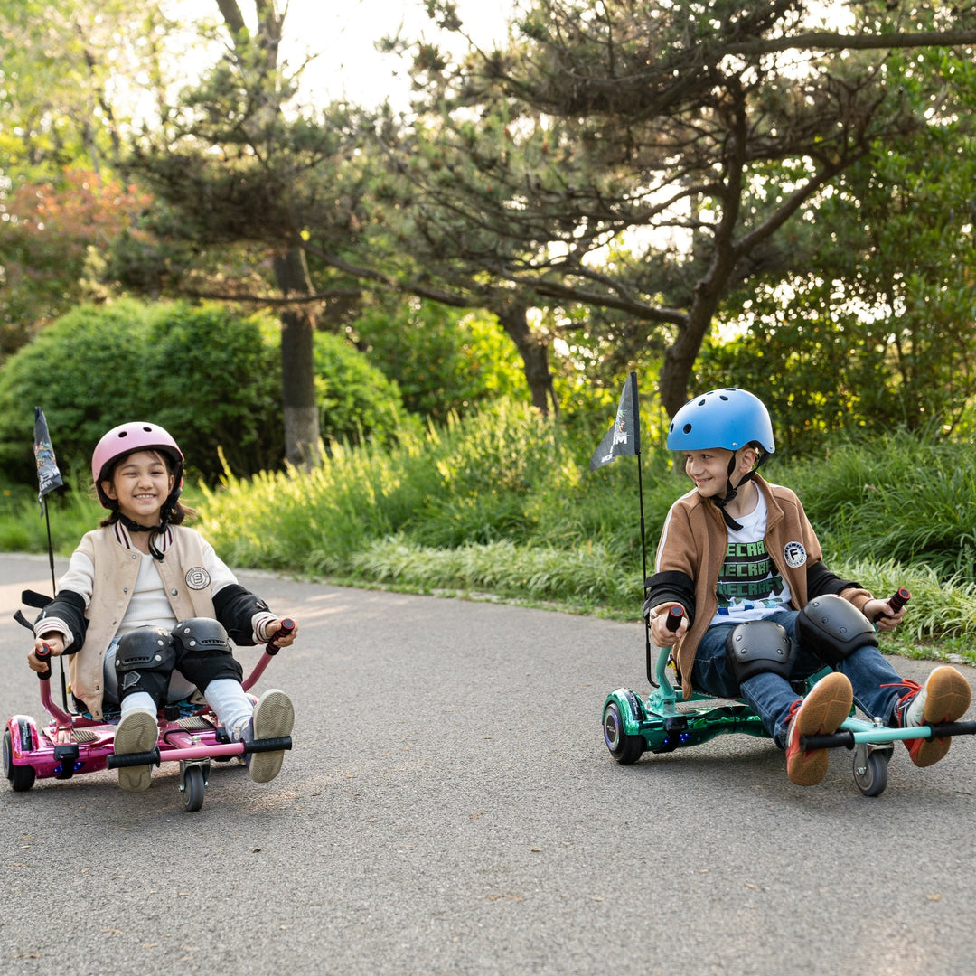 MEGA MOTION A03 Hoverboard for Kids, Two Kids Riding Hoverboards with Go-karts Image