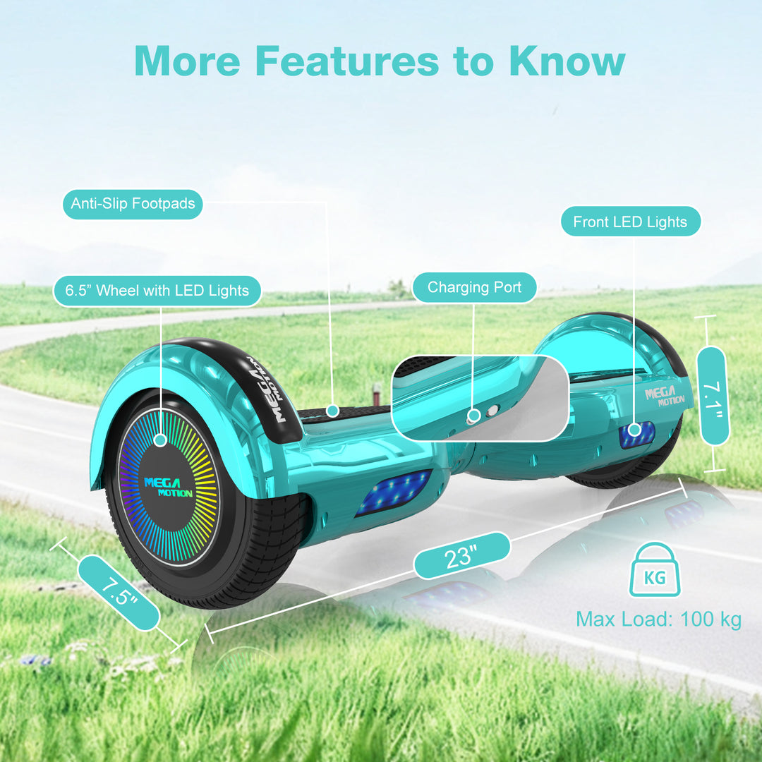 MEGA MOTION A03 Hoverboard for Kids Green, Specifications Image UK