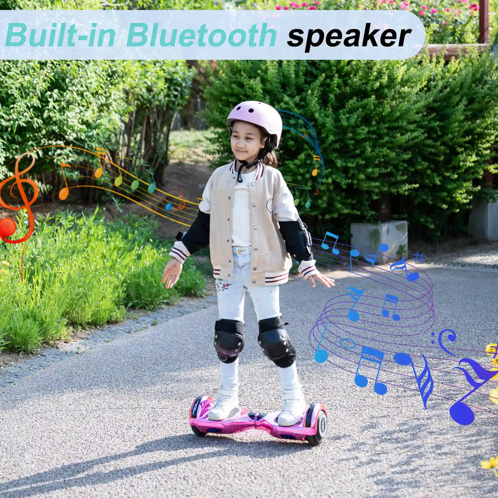 MEGA MOTION A03 Hoverboard for Kids with Built-in Bluetooth Speaker, one Kid Riding Hoverboard Image