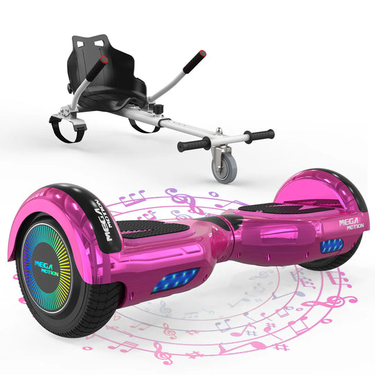 MEGA MOTION A03 Pink Hoverboard with Black Go-Kart Image
