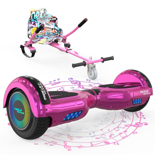 MEGA MOTION A03 Rose Pink Hoverboard and Go-Kart Combination Image