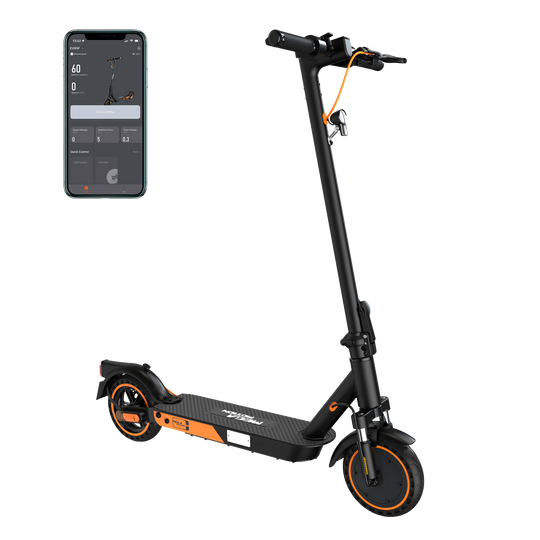 MEGA MOTION EV85F Escooter with App, App and Escooter Side View Image