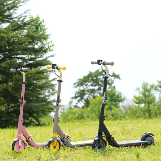 MEGA MOTION ME1 electric scooter in pink, yellow and black image