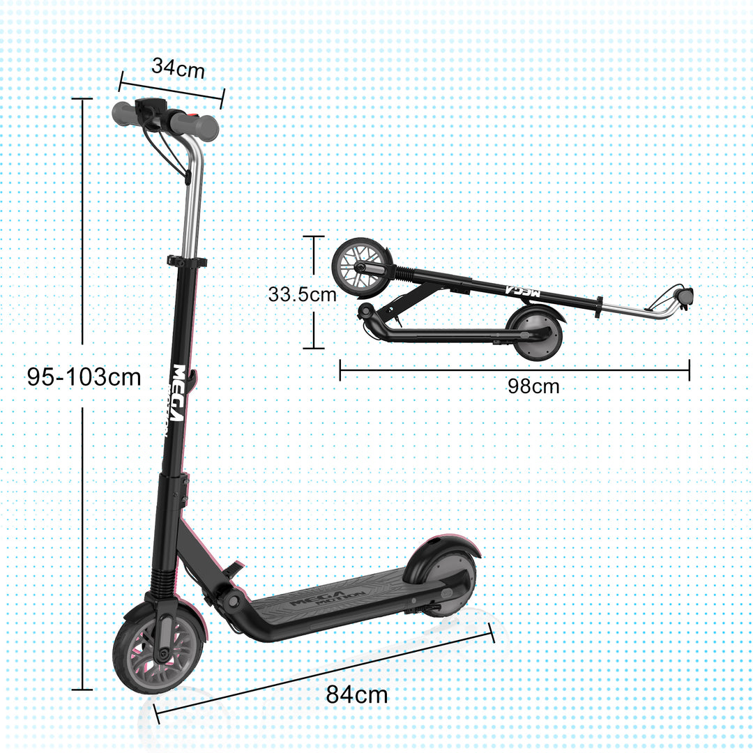 Image showcasing the dimensions of the MEGA MOTION ME1 electric scooter