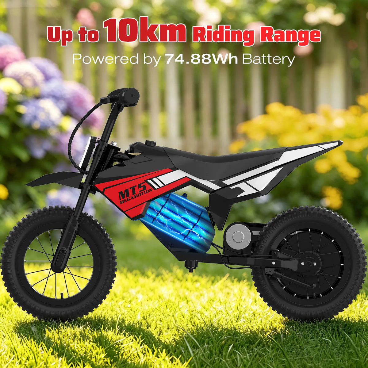 MEGA MOTION MT5 children's electric motorcycle with a range of up to 10km image