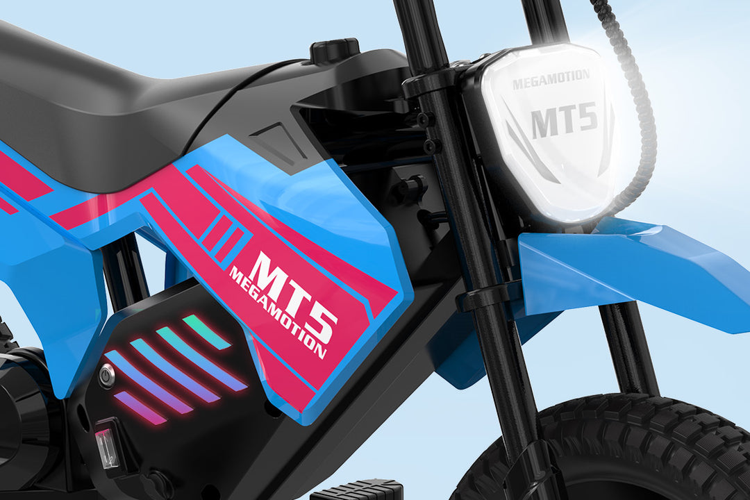 MEGA MOTION MT5 Children's Electric Motorcycle with Multi-Color Lights image