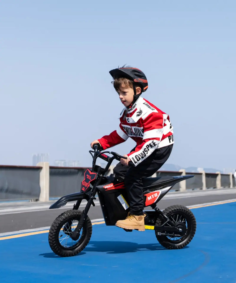 MEGA MOTION MT8 pro youth off-road motocross bike mobile slider. Powerful electric motorcycle designed for private property riding under direct parental supervision.