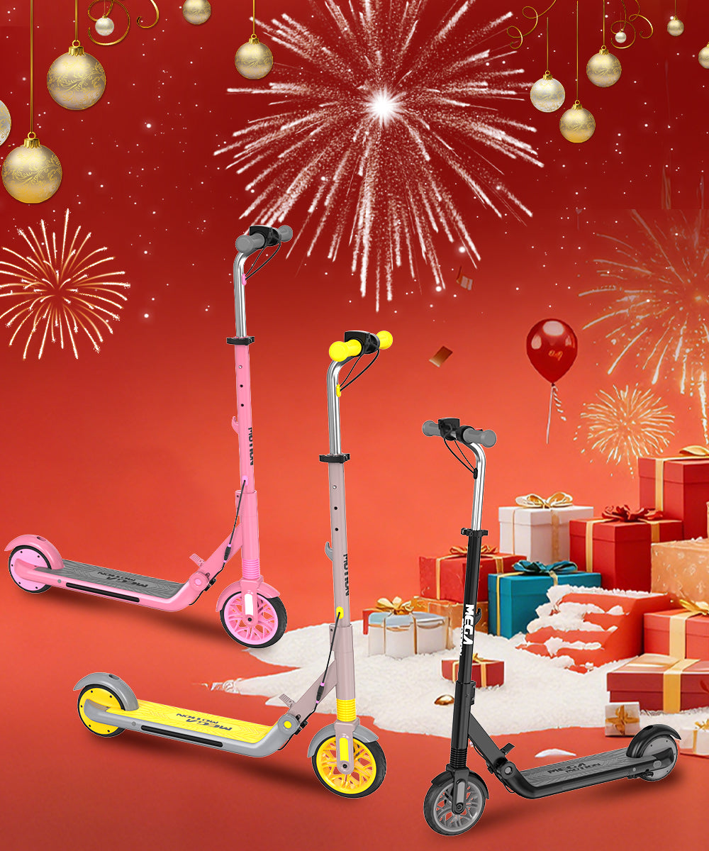 New Year promotional image for children's electric scooters on mobile devices