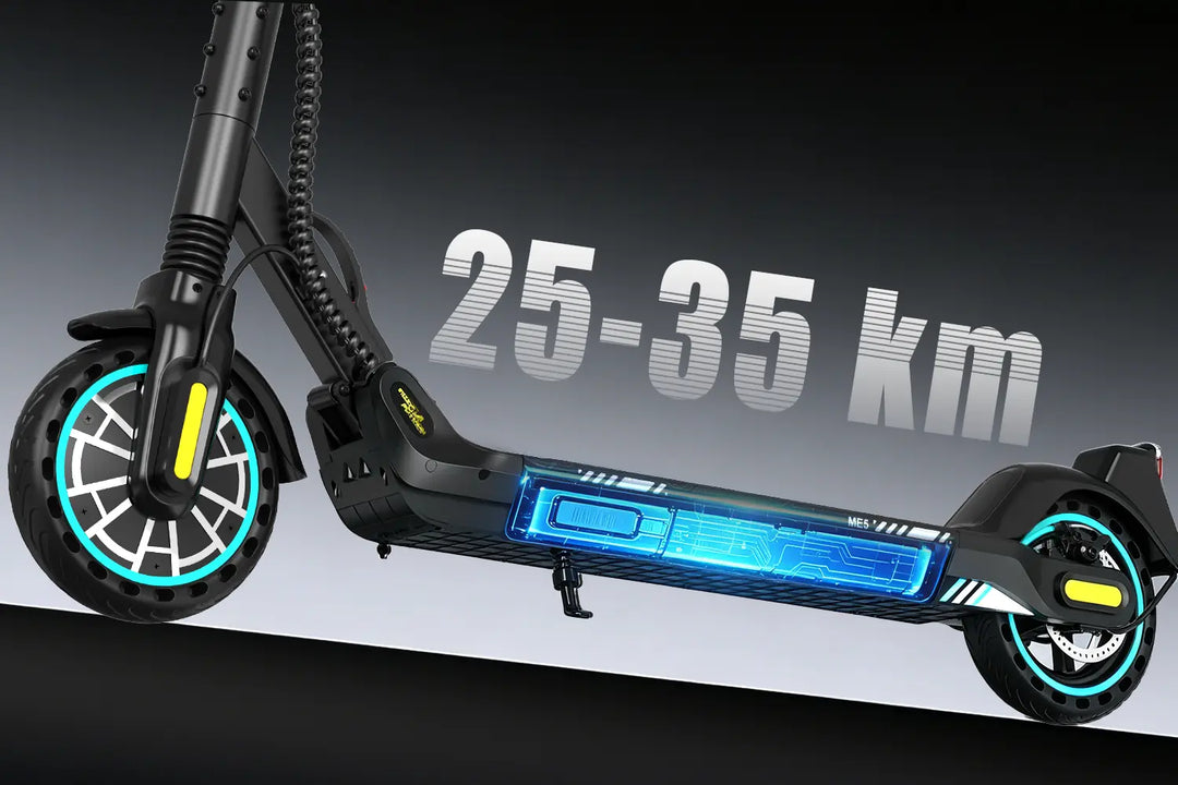 MEGA MOTION ME5 electric scooter with 36V 7.8Ah battery and up to 35 km riding range
